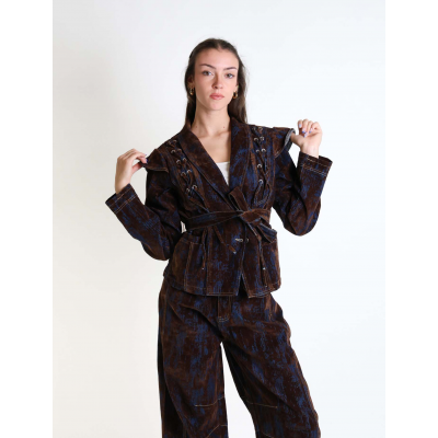 Foto van JACKET WITH BROWN VELVET LOOK PATTERN 