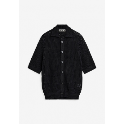 Foto van MAN. MINIMUM KNITTED SS POLO CARDIGAN BLACK