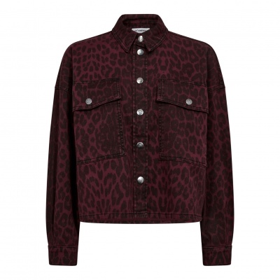 Foto van CO’COUTURE LEO DENIM CROP SHIRT BURGUNDY LEO