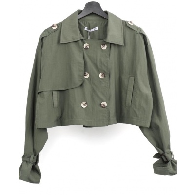 Foto van CROP TRENCH JACKET *in navy & khaki. ALS SET 99.-