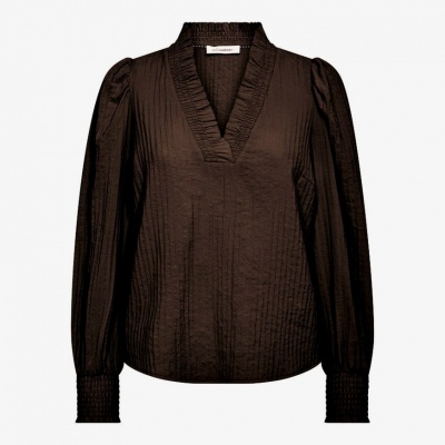 Foto van CO'COUTURE SHINA V-BLOUSE *IN BROWN & OFF WHITE