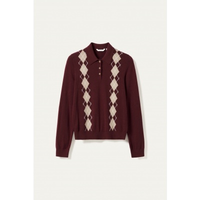 Foto van NOELLA MAXINE KNIT POLO BURGUNDY