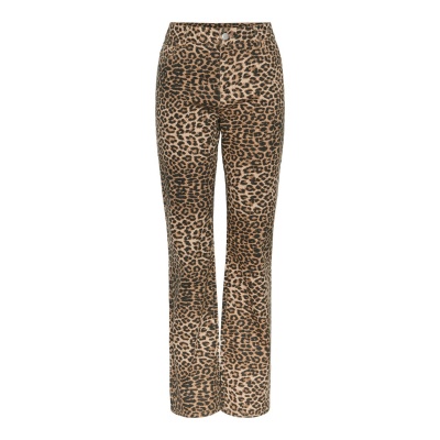 Foto van PIECES GINGER MW STRAIGHT JEANS LEOPARD DENIM