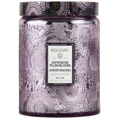 Foto van Voluspa Large Embossed Glass jar Japanese plum bloom