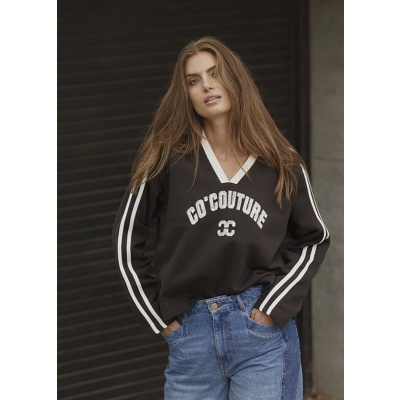 Foto van CO’COUTURE BATU V-SWEAT *IN PLUM & BROWN