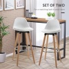 Afbeelding van HOMCOM barkruk - kunstleer - beukenhout - 38,5B x 42,5L x 91H cm - wit