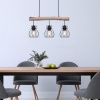 Afbeelding van Globo - hanglamp Mina - natuurlijk zwart - hout en metaal - grote eettafel lamp - E27