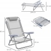 Afbeelding van Outsunny Aluminium Strandstoel, mesh-stof - 62L x 65B x 80H cm - Lichtgrijs