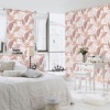 Afbeelding van Erismann Vliesbehang Elle Tropische Bladeren Wit Roze Goud Metallic 10332-05
