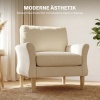 Afbeelding van Homcom Fauteuil van polyester en rubberhout - 103L x 80B x 88H cm - Crèmewit