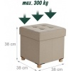 Afbeelding van Beige poef met opbergruimte - 38 cm - linnenlook