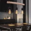 Afbeelding van Globo - hanglamp Mina - natuurlijk zwart - hout en metaal - grote eettafel lamp - E27