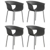 Afbeelding van Outsunny 4-delige ergonomische tuinstoelen met armleuning 120 kg donkergrijs