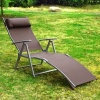 Afbeelding van Outsunny Inklapbare Zonneligstoel met Kussen - Bruin, 137 x 63,5 x 100,5 cm