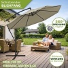 Afbeelding van Tillvex Parasol Ø 350 cm met zwengel, hoes en windbescherming - Waterdicht en UV-bestendig