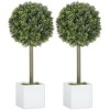 Afbeelding van HOMCOM Set van 2 UV-bestendige kunstbuxusballen, 45 cm, moderne decoratie voor binnen en buiten