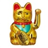 Afbeelding van Maneki Neko - Zwaaiende Gelukskat - 17 x 16 x 26 cm - Gouden Chinese Geluksbrenger