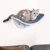 Afbeelding van PawHut Kattenbed met wandplank en pluchen bekleding, bruin MDF
