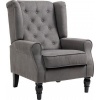 Afbeelding van HOMCOM Eenpersoonsstoel van polyester en hout - 74L x 86B x 102H cm - Donkergrijs