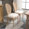 Afbeelding van HOMCOM Eetkamerstoel - Polyester, Rubberhout - 49L x 56B x 96H cm - Crèmewit + Natuurlijk