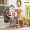 Afbeelding van Outsunny Hangstoel, polyrotan, schommel met kussen, opvouwbaar, donkergrijs, voor binnen en buiten
