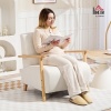 Afbeelding van HOMCOM Loungefauteuil, 1-zits, Scandinavisch design, bouclé stof, massief houten frame, crème
