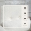 Afbeelding van HOMCOM Loungestoel met lendenkussen, fleece stof, houten poten, wit, voor woonkamer en slaapkamer