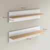 Afbeelding van HOMCOM Set van 2 Zwevende Wandplanken, Wit en Natuurhout, 80 x 16,5 x 20 cm