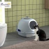Afbeelding van PawHut Draagbare kattenbak met uitschuifbaar toilet, schuifdeur en dakraam, blauw