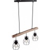 Afbeelding van Globo - hanglamp Mina - natuurlijk zwart - hout en metaal - grote eettafel lamp - E27