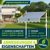 Afbeelding van Tillvex Balkonluifel 300 cm blauw-wit met handslinger | zonder boren | UV-bestendig en verstelbaar
