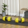 Afbeelding van HOMCOM 25 kg verstelbare 3-in-1 halterset met lange stang - Geel A91-088V01
