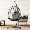 Afbeelding van Outsunny Rattan Hangstoel Zwart, Staal en PE-Rattan 102x102x195 cm