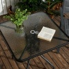Afbeelding van Outsunny Tuin tafel van metaal, zwart gehard glas
