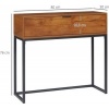 Afbeelding van HOMCOM Console Tafel - Spaanplaat, Staal - 80L x 30B x 76H cm - Natuurlijk Hout
