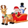 Afbeelding van HOMCOM Opblaasbare Kerstman op Slee 200x80x128 cm Rood/Geel