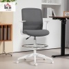 Afbeelding van HOMCOM Ergonomische Bureau Stoel met Armleuningen en Voetring, Verstelbare Draai Stoel Grijs
