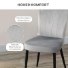 Afbeelding van HOMCOM 4-delige set eetkamerstoelen, grijze velvet eetstoelen met rugleuning