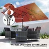Afbeelding van Outsunny Dubbelzijdige Parasol - Polyester, Metaal - Wijnrood 150L x 295B x 170-214H cm