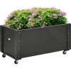 Afbeelding van Outsunny - Plantenbak van Dennenhout met Wielen - Zwart