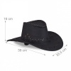 Afbeelding van Relaxdays cowboyhoed voor volwassenen, verstelbaar koord, zwart, ideaal voor carnaval