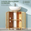 Afbeelding van HOMCOM Bamboe wastafelonderkast met 2 lamellendeuren en verstelbare legplank 60 x 30 x 80 cm
