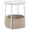 Afbeelding van VASAGLE ronde bijzettafel met stoffen mand - 45 cm - wit en beige