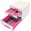 Afbeelding van Leitz WOW Cube Ladenblok met 4 Laden - Opberger voor Kantoor en Thuis - Wit/Roze