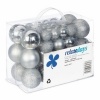 Afbeelding van Set van 50 onbreekbare kerstballen - plastic - zilver - ∅ 3, 4 & 6 cm
