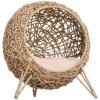 Afbeelding van PawHut kattenhuis met kussen, verhoogde poten, PVC-rotan, Ø 52 x 58 cm