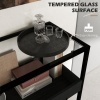 Afbeelding van HOMCOM console tafel - gehard glas - staal - spaanplaat - zwart