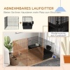 Afbeelding van PawHut 99 cm Kleintierkooi met Ren, Waterfles en Voerbak, Zwart Staal