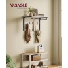 Afbeelding van Wandkapstok met kledingstang, 65 cm breed, plank en 10 haken - Vintage wit/zwart
