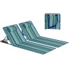Afbeelding van Outsunny Set van 2 verstelbare strandstoelen met kussen en opbergtas, blauw + groen + wit